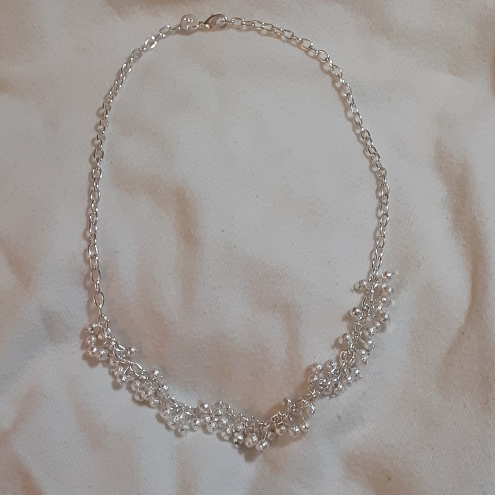 925 plate silver chain accented with tiny balls